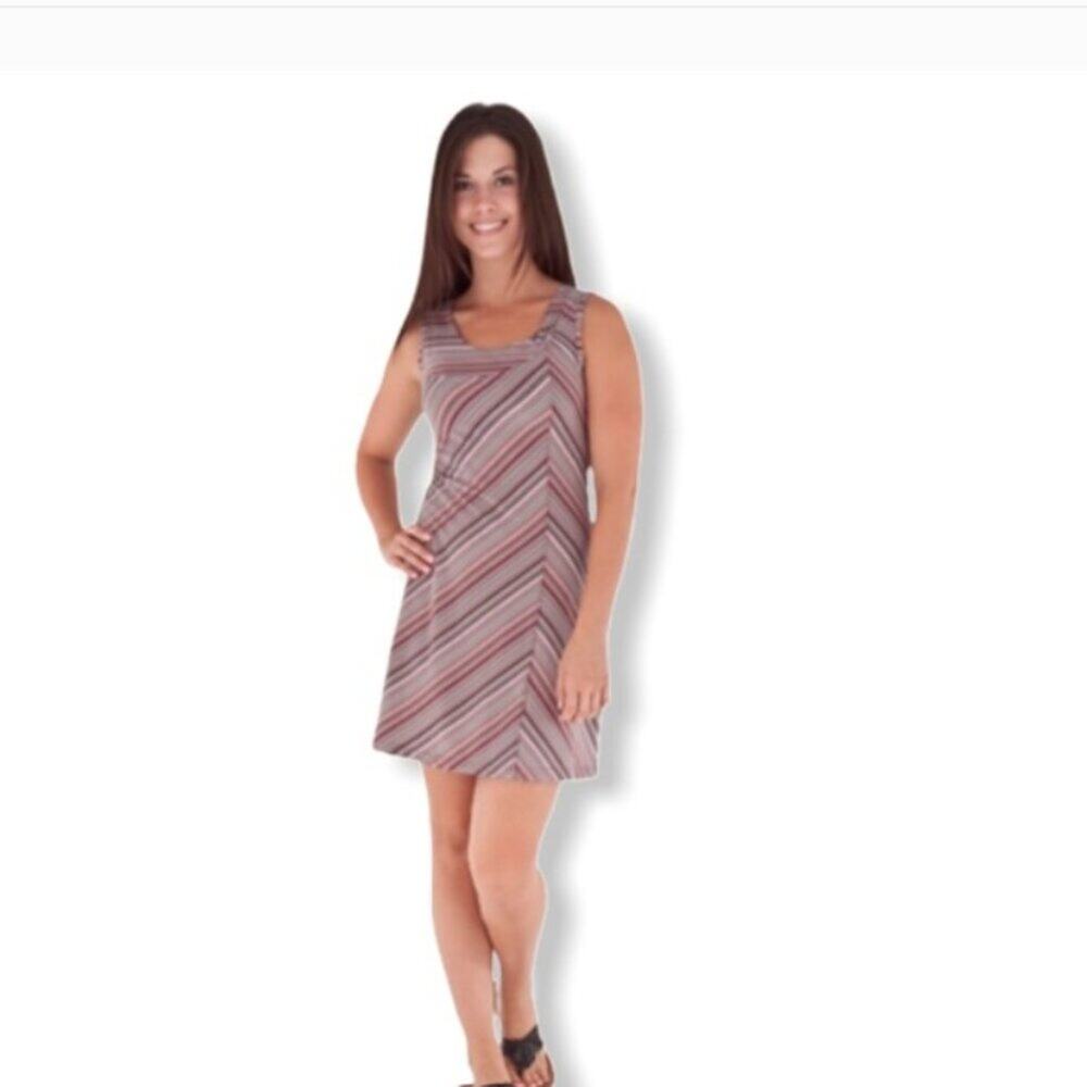 NWOT Royal Robbins Pink Gray Striped Jersey Dress Size M